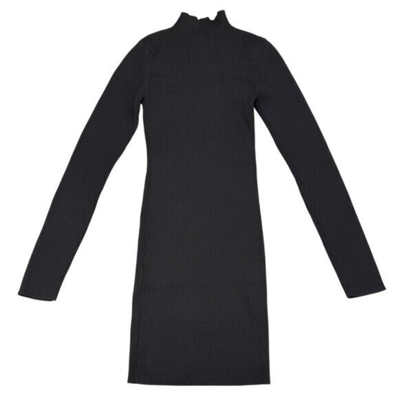 Princess Polly Lyvia Mock Neck Ribbed Long Sleeve Mini Dress In Black S/M - Picture 5 of 6